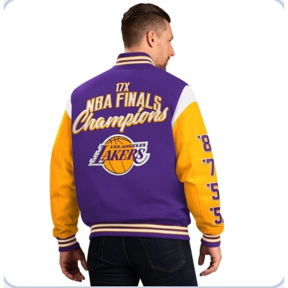 G-III Lakers Los Angeles 17 Time NBA Finals Champions Bomber Jacket Men's Size M - Picture 3 of 9